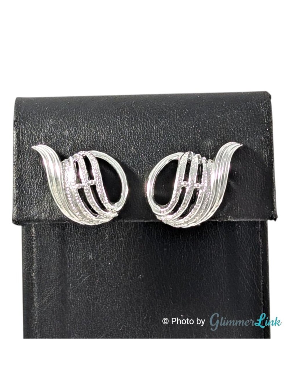 Vintage Coro Silver Tone Modernist Swirl Screw Back Earrings MCM 1950s